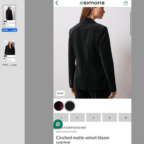 Ultra Soft Blazer Velour/Velvet - Picture 5 of 16